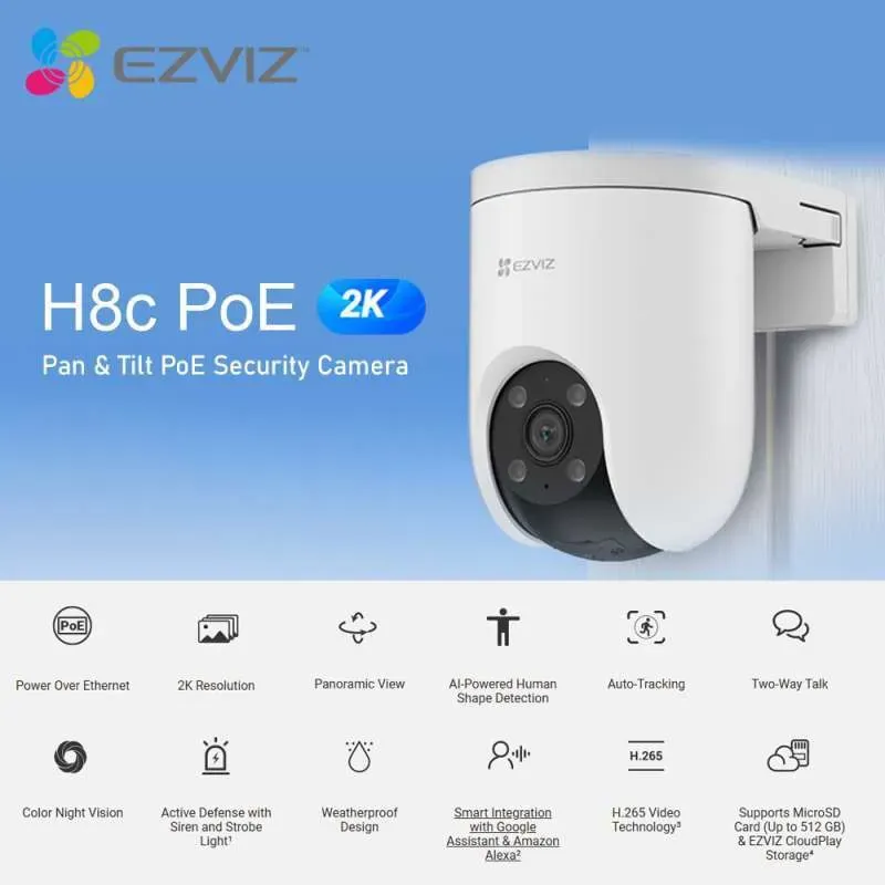 EZVIZ Kamera CCTV 2K AI Human Detection Waterproof - H8c