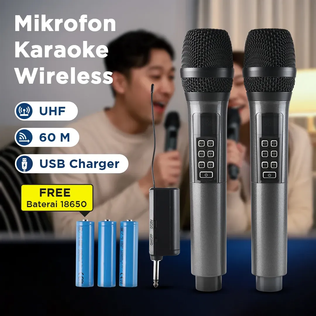Rellent Mikrofon Karaoke Mic Wireless UHF Portable KTV - D300
