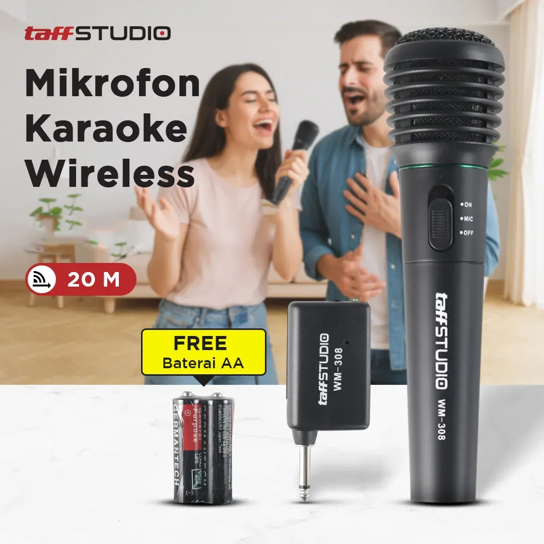 TaffSTUDIO Mikrofon Karaoke Profesional Wireless Wired - WM-308