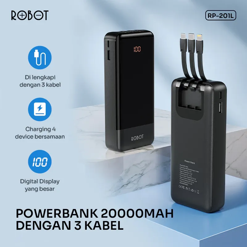 ROBOT Power Bank Fast Charging 20000mAh RP-201L