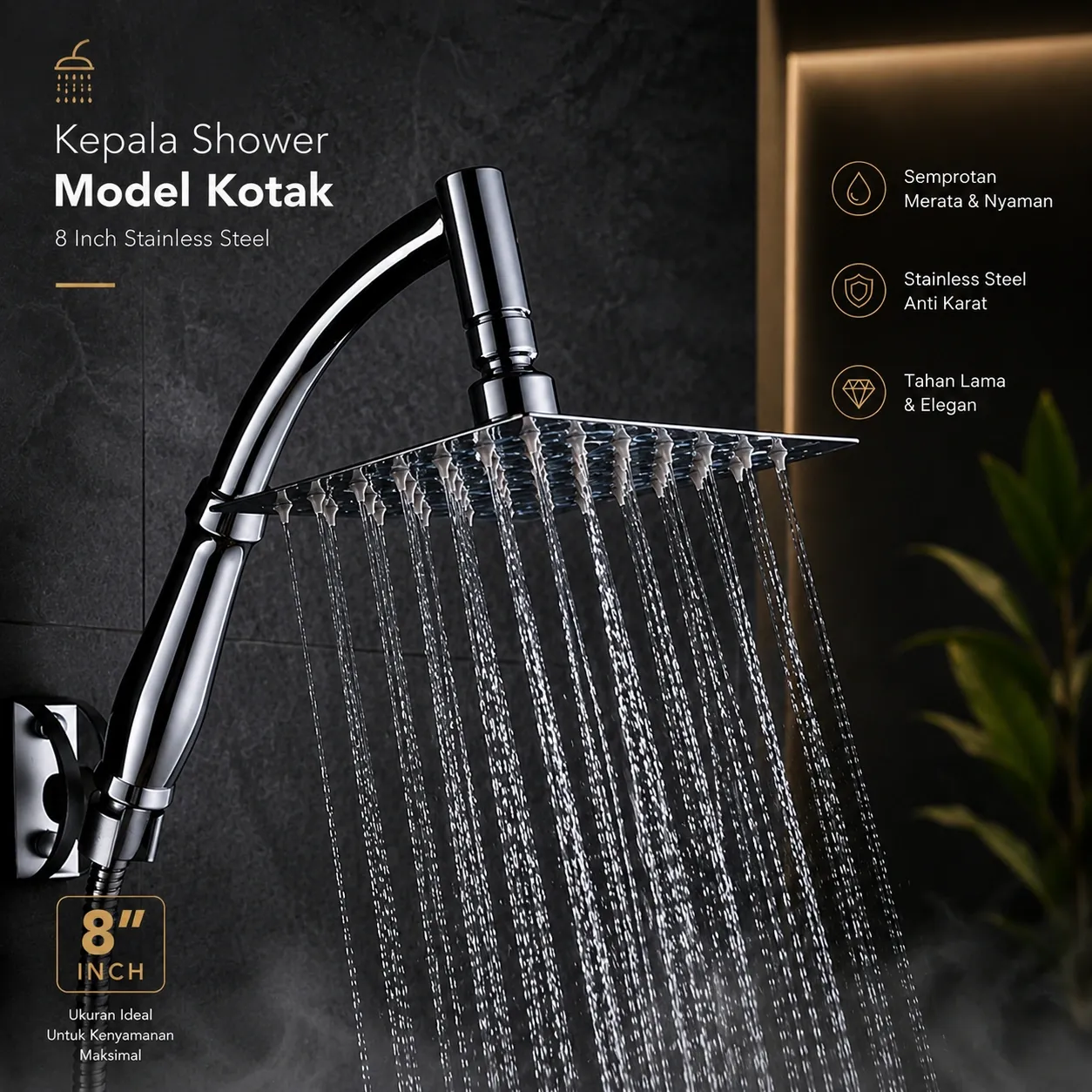 BATHE PROJECT Kepala Shower 8 Inch Stainless Steel - ADQ0098