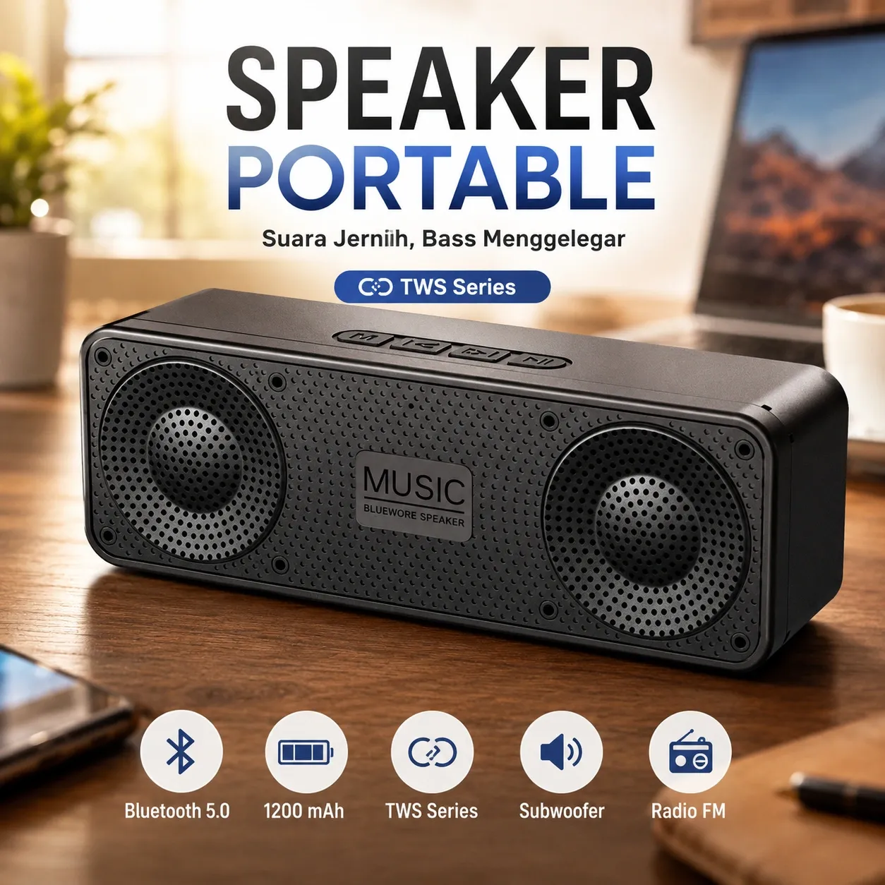 HOFI Speaker Bluetooth Subwoofer TWS 1200mAh 25W - S18