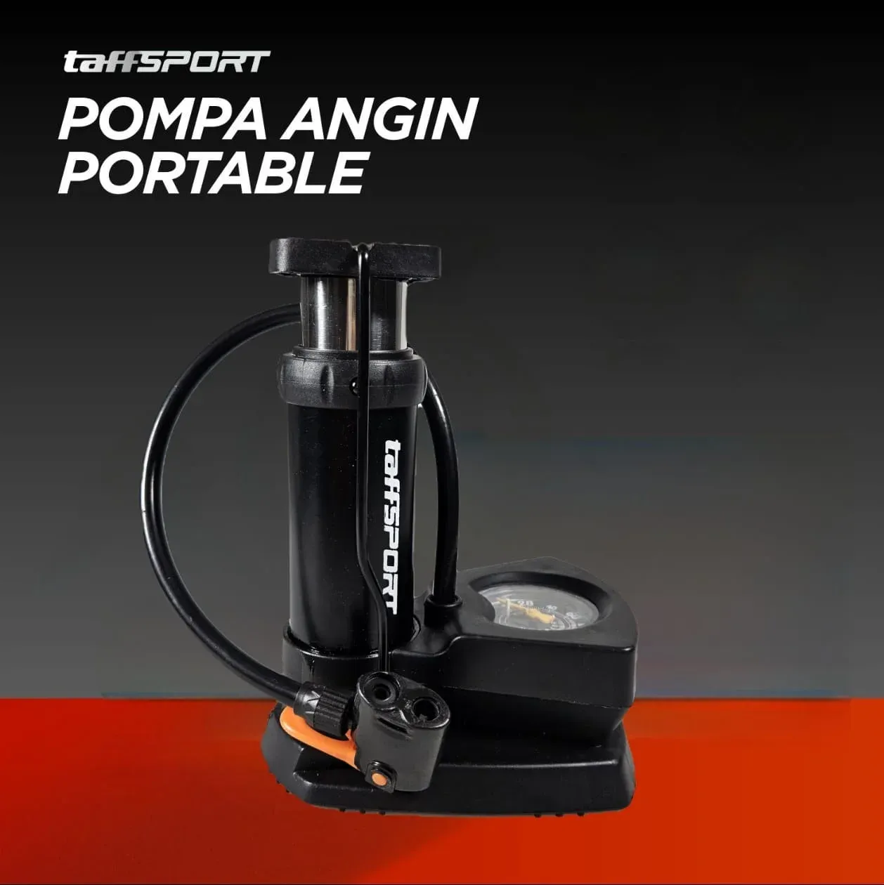 TaffSPORT Pompa Angin Sepeda Portable 160 PSI with Gauge - PM55