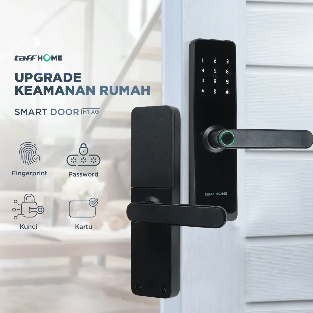 TaffHOME Smart Door Lock Fingerprint Password Card RFID Alarm - H1-XG