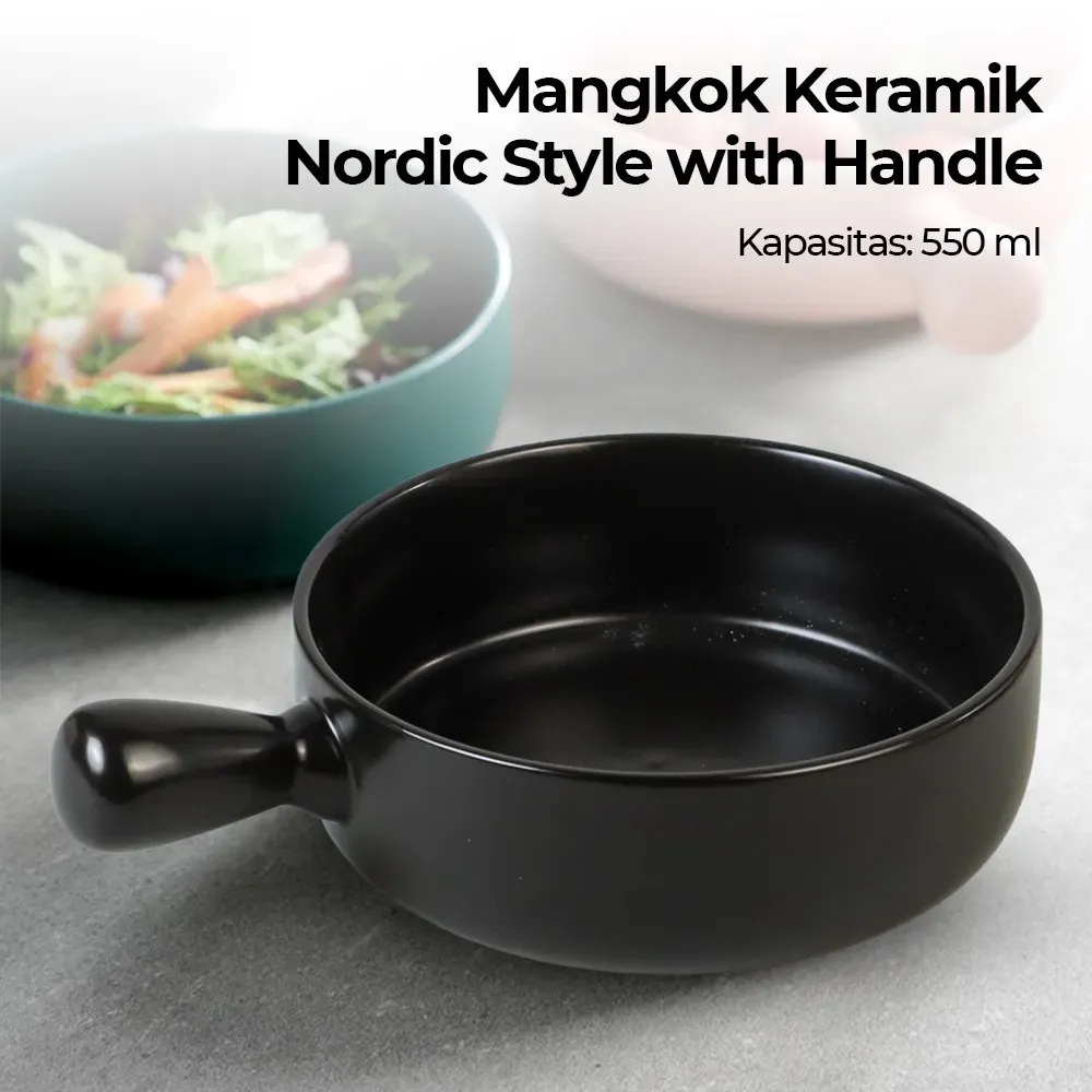 Glazed Mangkok Keramik Bowl Nordic Style with Handle - PJ535