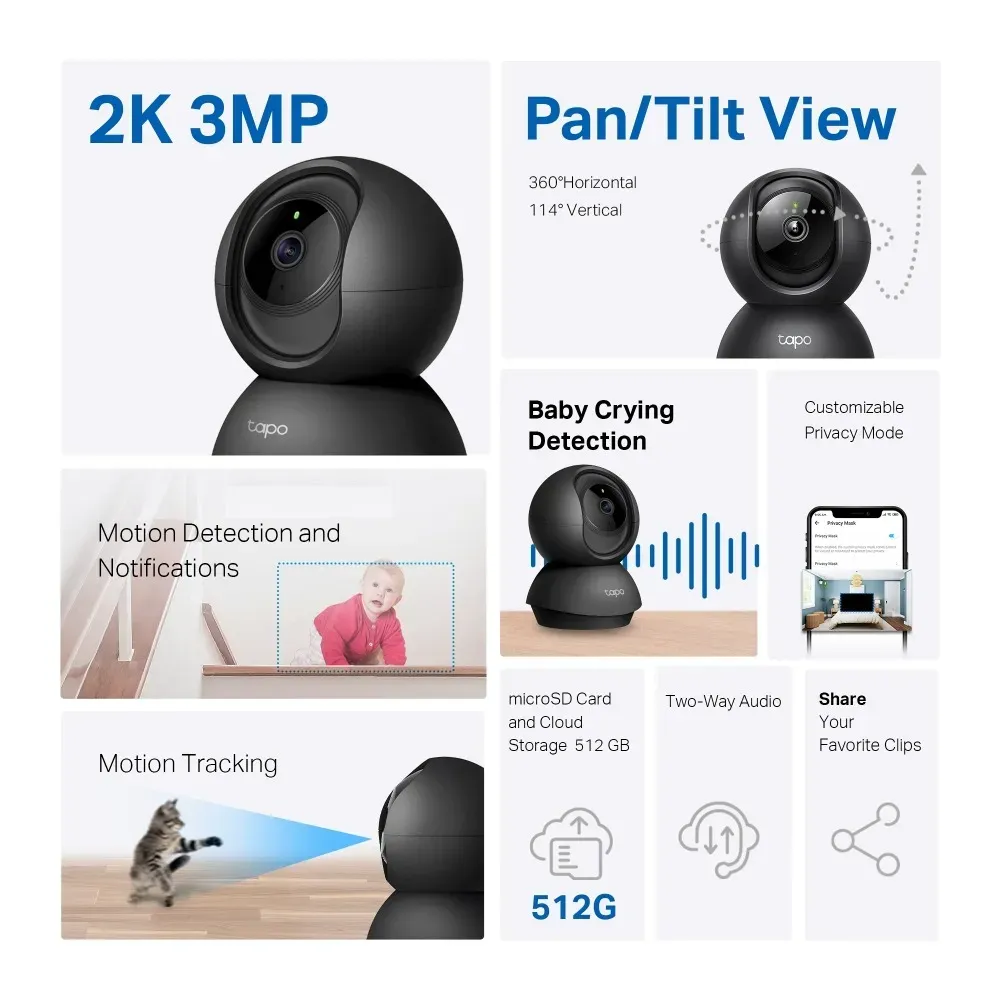 TP-LINK CCTV Indoor WiFi 2K 3MP - Tapo C211