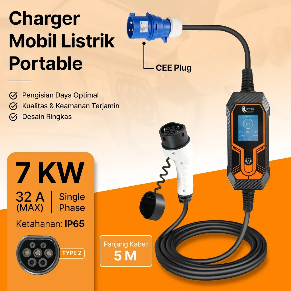 Feyree Charger Mobil Listrik EV 1-Phase - IEC-62196