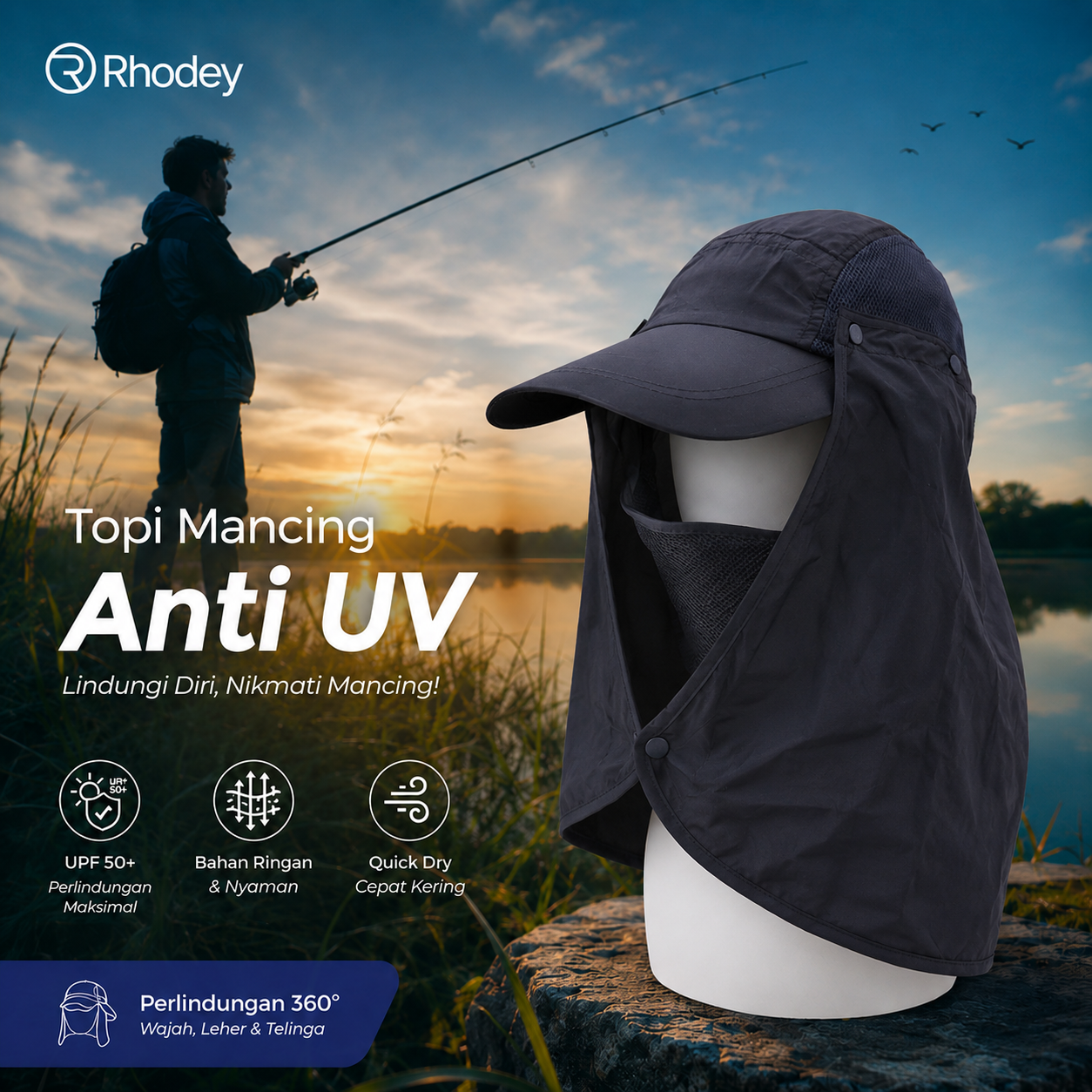 Rhodey Topi Mancing Anti UV Nylon - MH011